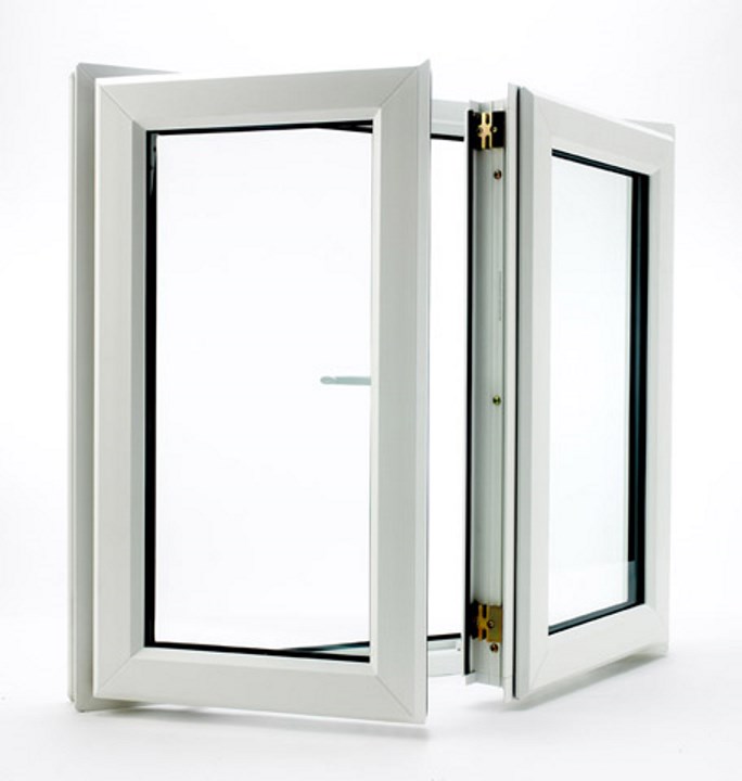 پنجره لولایی طرح فرانسه دوجداره UPVC